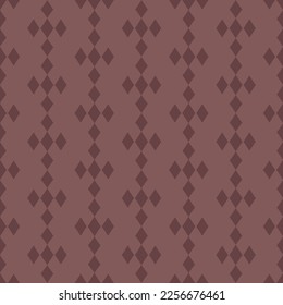 Vintage geometric seamless pattern with diamonds, rhombuses. Vector abstract texture in brown chocolate color. Ethnic folk style ornament. Simple minimal retro background. Repeat design for wallpaper