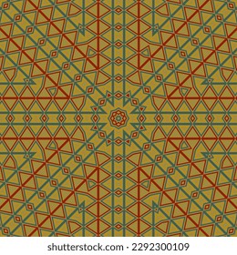 Vintage geometric seamless pattern graphic composition. Flat wallpaper print. Stylized mosaic background. Japan folk composition. Beauty fashion cover.