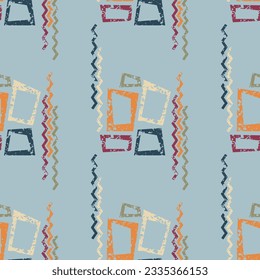 Patrón geométrico vintage sin soldadura con textura gruesa. Ilustración vectorial para impresión, tela, cubierta, embalaje, decoración interior, decoración de blogs y otros proyectos.