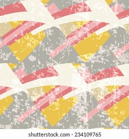 Vintage geometric seamless pattern with grunge effect. 