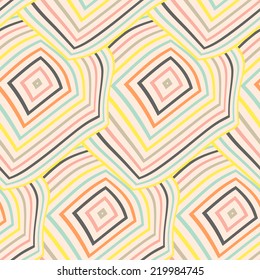 Vintage geometric seamless pattern with squares in pastel tones. Vector illustration.