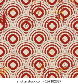 Vintage geometric seamless pattern, vector repeat background with aged grunge texture.