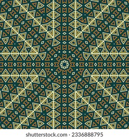 Vintage geometric seamless pattern vector composition. Tetro textile print. Tribal mosaic texture. Islamic folk design. Royal background.