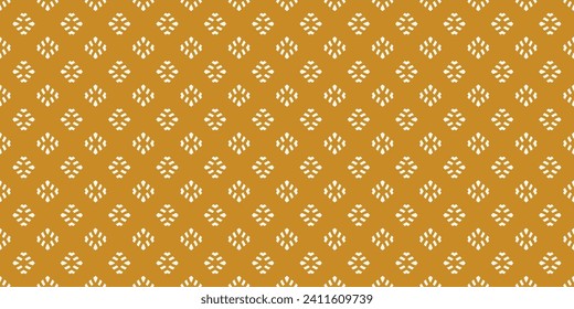 Vintage geometric seamless pattern. Vector abstract texture with small shapes. Yellow mustard color. Ethnic folk style ornament. Simple minimal retro background. Repeat geo design for print, package