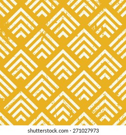 Vintage geometric seamless pattern, vector repeat background with aged grunge texture.
