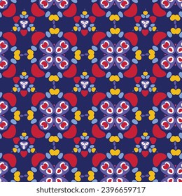 Vintage geometric seamless vector pattern in gender neutral colorful style. Retro funny shape in creative endless repeat for cheerful geo wallpaper. 