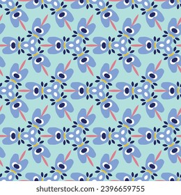 Vintage geometric seamless vector pattern in gender neutral colorful style. Retro funny shape in creative endless repeat for cheerful geo wallpaper. 