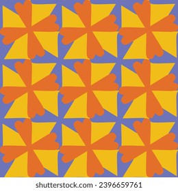 Vintage geometric seamless vector pattern in gender neutral colorful style. Retro funny shape in creative endless repeat for cheerful geo wallpaper. 
