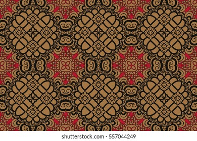 Vintage geometric symmetric rounded pattern. abstract retro texture for wallpapers on a red background
