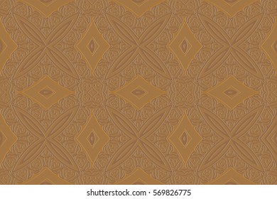 Vintage geometric symmetric rounded pattern. abstract retro texture for wallpapers on a yellow  background