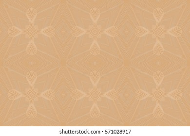 Vintage geometric symmetric rounded pattern. abstract retro texture for wallpapers on a yellow background