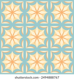 Patrón sin fisuras de azulejo geométrico de Antiguas. Azulejos cuadrados ornamentados decorativos tradicionales. Fondo Abstractas. en estilo retro. Ilustración vectorial.