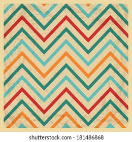 Vintage Geometric Zigzag Background with Grunge Texture