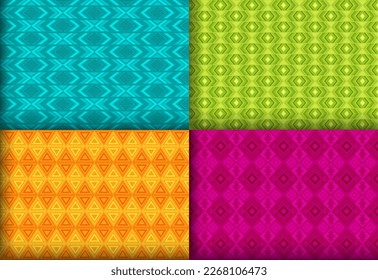 Vintage geometrical chevron seamless tracery package. Traditional motif ethnic patterns. Chevron lozenge geometric vector seamless backdrop set. Monochrome background prints.