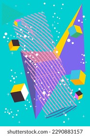 Vintage geometrical graphic shapes template for book cover, Newsletter, Social Media backdrop. Abstract geometric background poster.