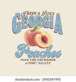 Vintage Georgia Peaches Graphic Vector Advertising