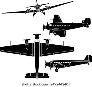 Vintage german war bird vector set with outline