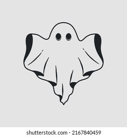 Vintage Ghost logo, icon. Ghost isolated on white background. Vector illustration	