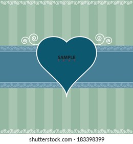 Vintage gift card with heart shaped space for text
