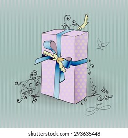 vintage gift with ribbon vector
