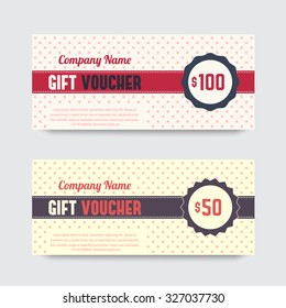 Vintage Gift Voucher design, template, vector illustration