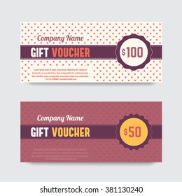 Vintage gift voucher design, voucher template, vector illustration