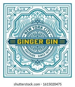 Vintage Gin Label Packaging Layout