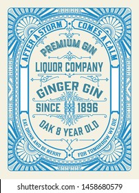 Vintage Gin label template. Vector layered