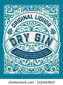 Vintage Gin label. Vector layered