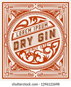 Rótulo Vintage Gin. Vetor em camadas