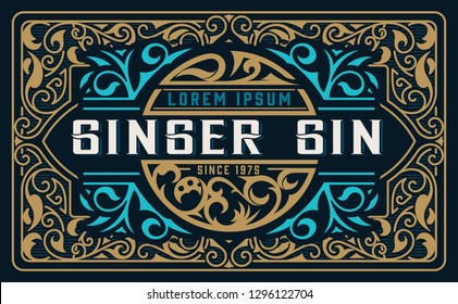 Vintage Gin label. Vector layered