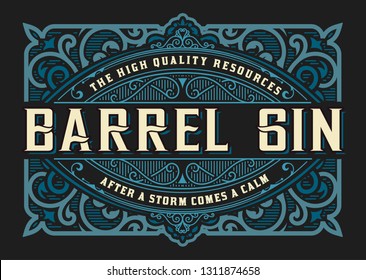 Vintage Gin label. Vector layered