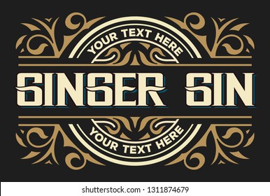 Vintage Gin label. Vector layered