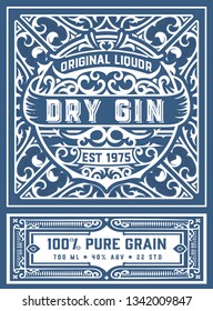 Vintage gin label. Vector layered