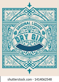 Vintage Gin label. Vector layered