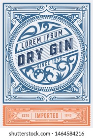 Vintage Gin label. Vector layered