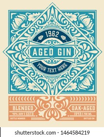 Vintage Gin label. Vector layered