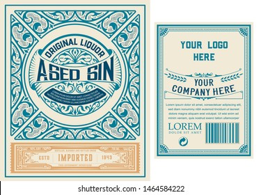 Vintage Gin label. Vector layered