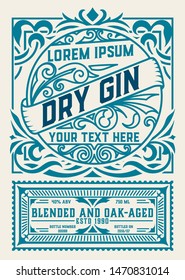 Vintage Gin label. Vector layered