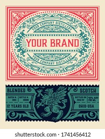 Vintage Gin label. Vector layered