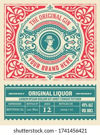 Vintage Gin label. Vector layered