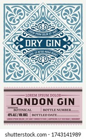 Vintage Gin Label. Vector Layered