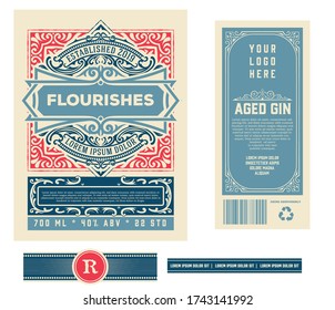 Vintage Gin label. Vector layered