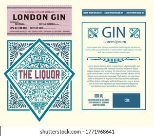 Vintage Gin label. Vector layered