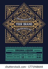 Vintage Gin label. Vector layered