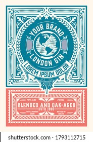 Vintage Gin label. Vector layered