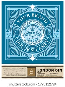 Vintage Gin Label. Vector Layered