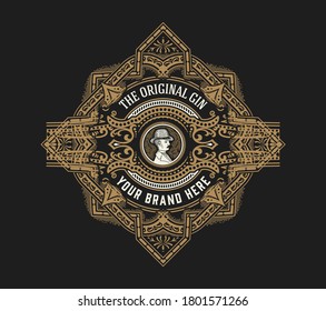 Vintage Gin label. Vector layered