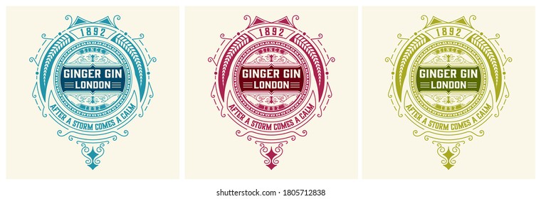 Vintage Gin label. Vector layered