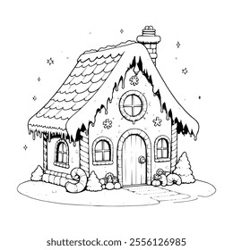 Vintage gingerbread house coloring book